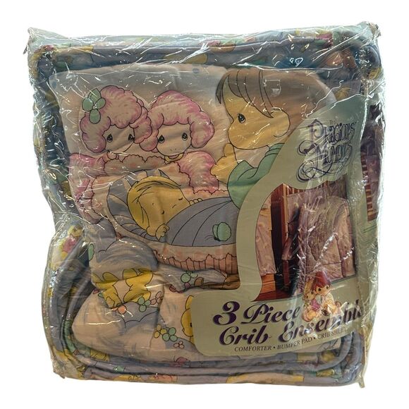 Precious Moments Other - 1999 Precious Moments 3-Piece Ensemble Angel Bless This Baby Crib Set NEW! VTG